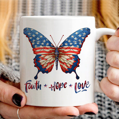 Teesdily | Jesus Butterfly American Flag Shirt, Faith Hope Love US Pride Patriotic T-shirt, Independence Day Sweatshirt Hoodie, Butterfly Lover Gifts