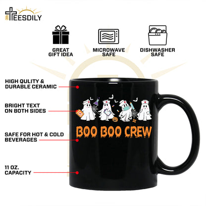 Teesdily | Halloween Nurse T-shirt, Boo Boo Crew Cute Ghost Tee Sweatshirt Hoodie Mug, Halloween Nursing Gift, Spooky Season Gift