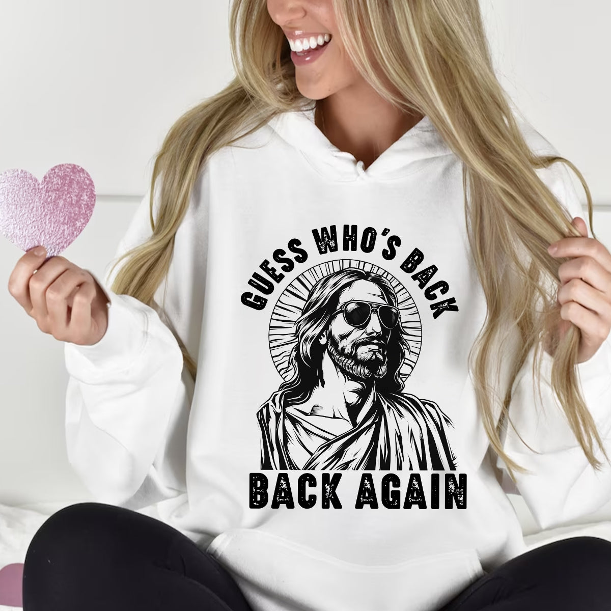 Teesdily | Jesus Christ Portrait Short Sleeve Tshirt Guess Who's Back Back Again Unisex Sweatshirt Hoodie Religious Gift For Christian