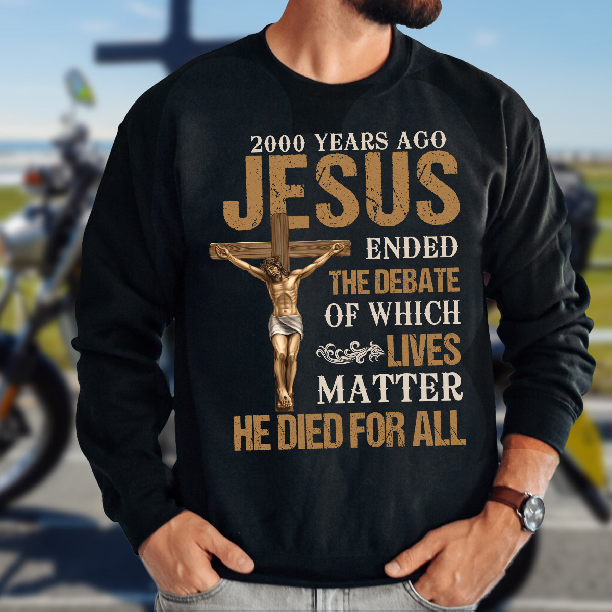 Teesdily | Jesus Crucifixion Shirt, Jesus He Die For All Shirt, Christian Bible Inspired Tee, Christian Religious Unisex Tshirt Hoodie Sweatshirt Mug