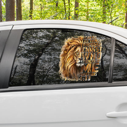 Teesdily | Lion Of Judah Decal, I Can Do All Things Through Christ Car Window Stickers, God Bible Verse Car Vinyl Decal, Christian Car Accessories