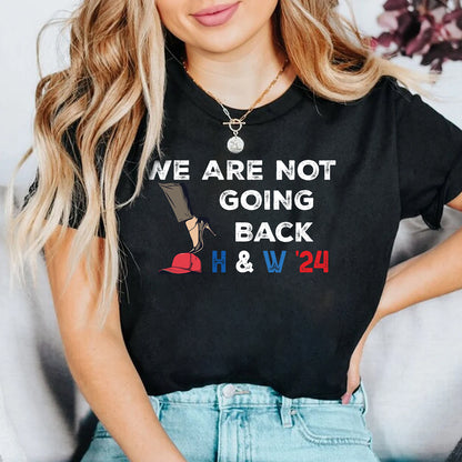 Teesdily | We Are Not Going Back Shirt, High Heels And Red Baseball Cap T-shirt, Not Going Back Sweatshirt, Comma Hoodie Mug Women Rights Gift