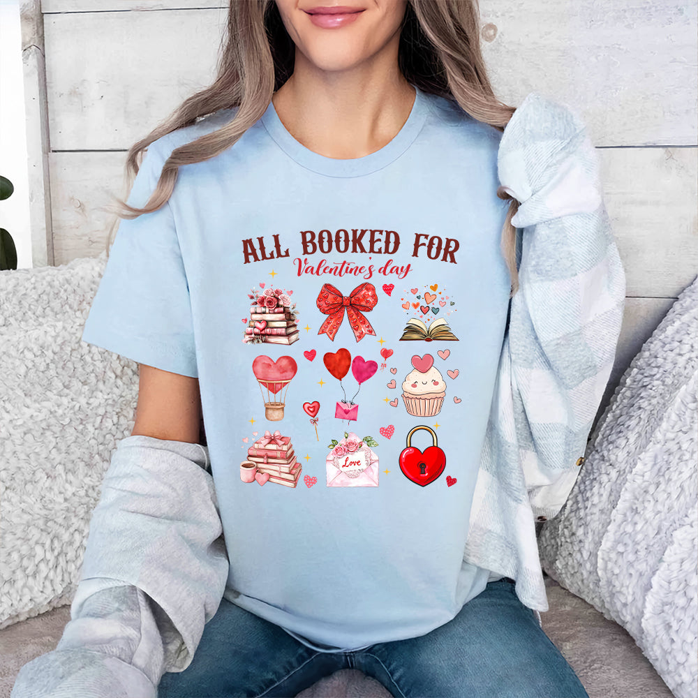 Teesdily | All Booked For Valentine's Day Shirt, Valentine Coquette Sweatshirt, Valentine's Day Coquette Bow Hoodie Mug Lover