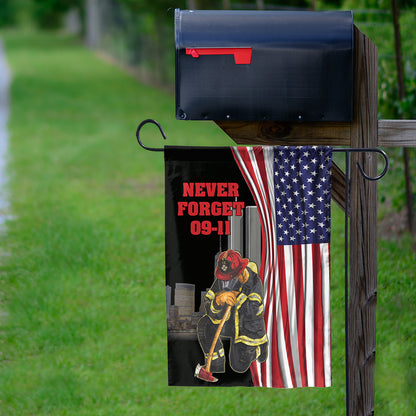 Teesdily | Never Forget September 11th Garden Flag, Firefighter American Flag House Yard Outdoor Decor, Patriot Day Gifts