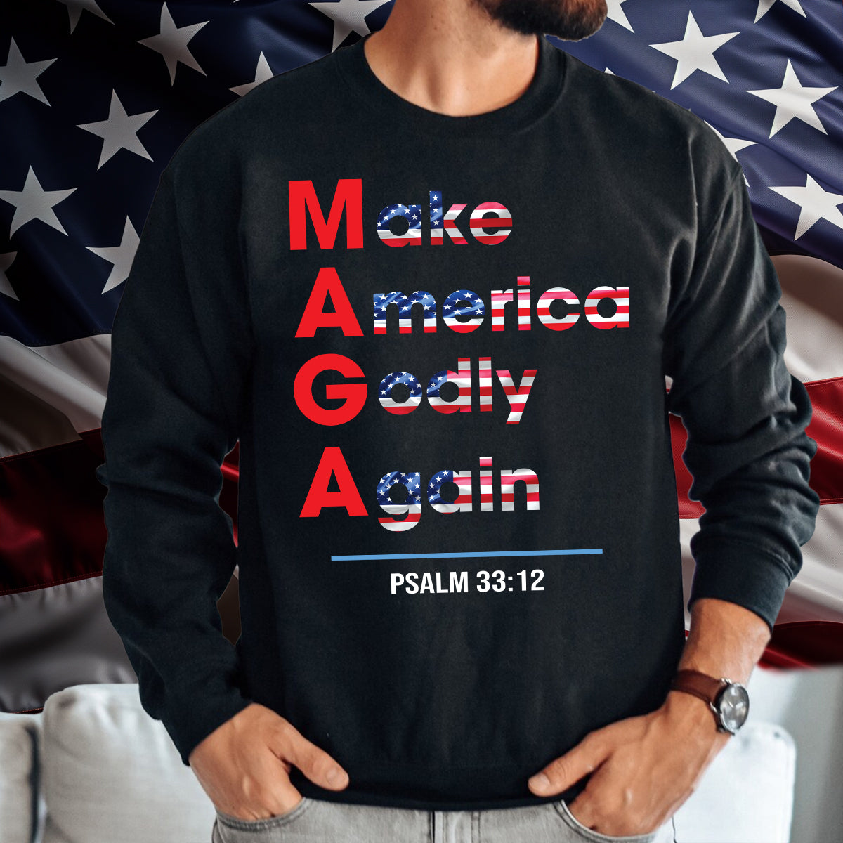 Teesdily | Jesus Patriotism American Shirt, Make America Godly Again Jesus Shirt, Jesus Lover Unisex Tshirt Hoodie Sweatshirt Mug, Christian Gifts