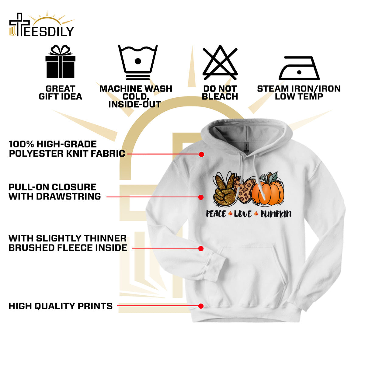 Teesdily | Peace Love Fall Pumpkin Shirt, Happy Holiday Tee Sweatshirt Hoodies, Fall Vibes Mug, Fall Shirts For Women Faith