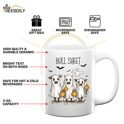 Teesdily | Halloween Ghost Cows Shirt, Bull Sheet T-shirt, Funny Cow Ghost Sweatshirt Hoodie Mug, Retro Halloween Spooky Season Tee, Halloween Gift