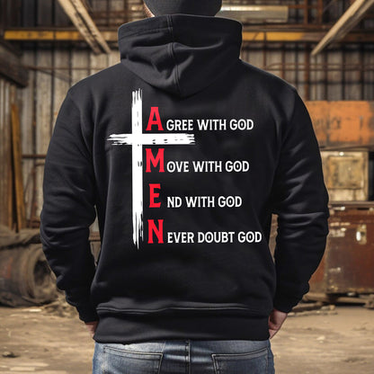 Teesdily | Jesus Cross T-shirt, Agree With God Move With God End With God Amen Tee Sweatshirt Hoodie Mug, Jesus Lovers Gifts, Christian Tee