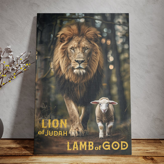 Teesdily | Jesus Lion And Lamb Poster, God Faith Poster, Lion Of Judah Lamb Of God, God Art Posters Religious Wall, Religious Poster Canvas