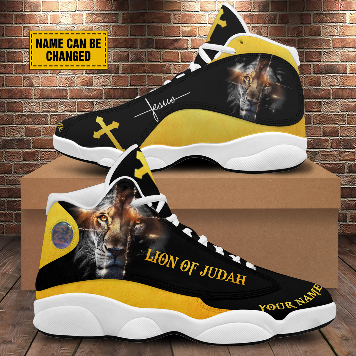 Teesdily | Personalized Jesus Christ Lion Of Judah Basketball Shoes, Jesus Cross Lion Running Shoes, Jesus Lovers Gift, Jesus Shoes With Thick Soles