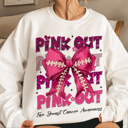 Teesdily | Breast Cancer Awareness Pink Shirt, Pink Out Tee Sweatshirt Hoodie Mug, Football Coquette T-shirt, Pink Ribbon, Game Day Shirt