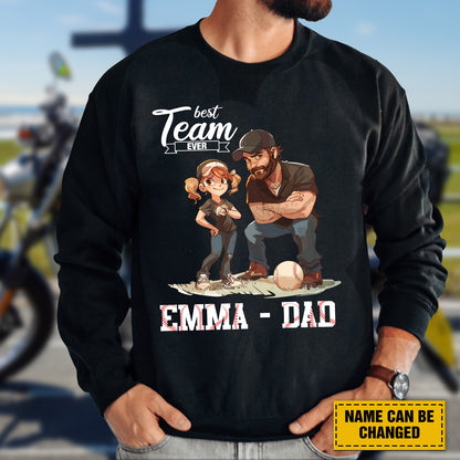 Teesdily | Customized Best Team Ever Shirt, Baseball Dad Shirt, Father Daughter Gift, Dad Tee, Unisex Tshirt Hoodie Sweatshirt Mug