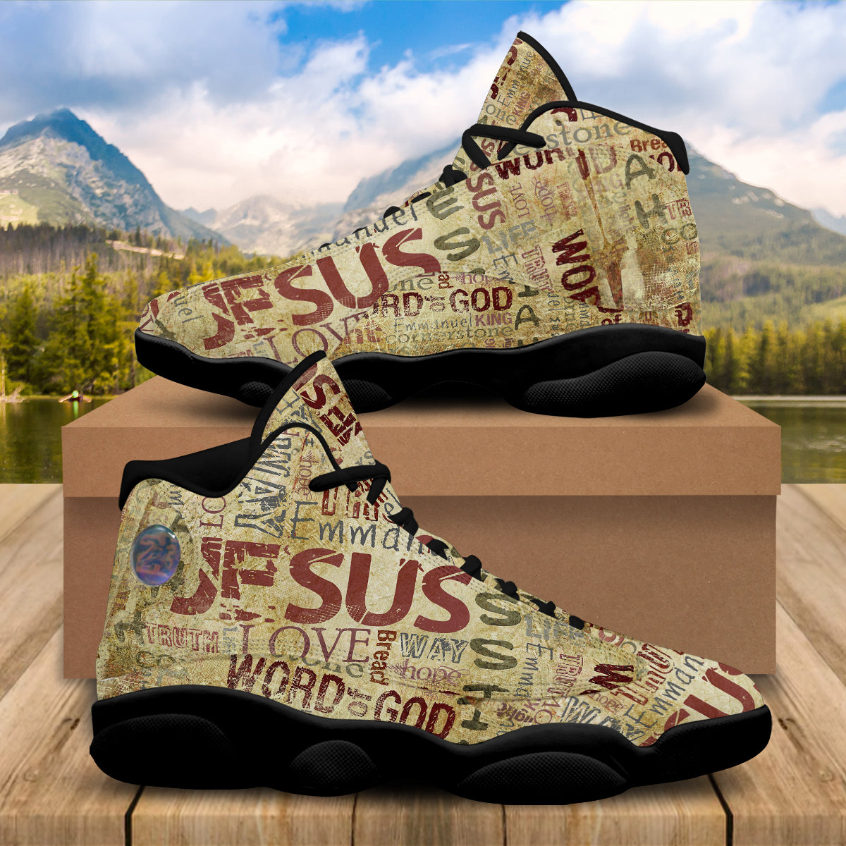 Teesdily | God's Bible Verses Basketball Shoes, Jesus Christ Religious Retro Shoes, Christian Unisex Basketball Shoes With Thick Soles