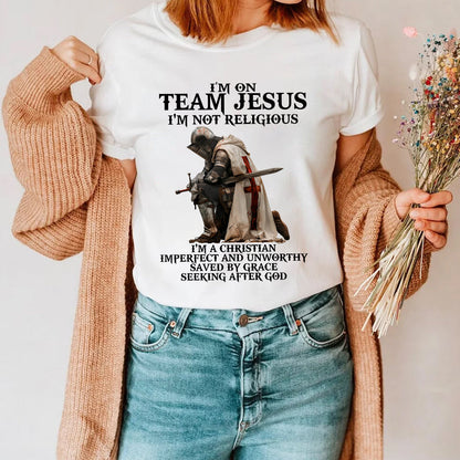 Teesdily | Jesus Warrior Of God Shirt, I'm On Team Jesus Hoodie Sweatshirt Mug, Bible Verse Pullover, God Faith Believer Gifts, Unisex Apparel