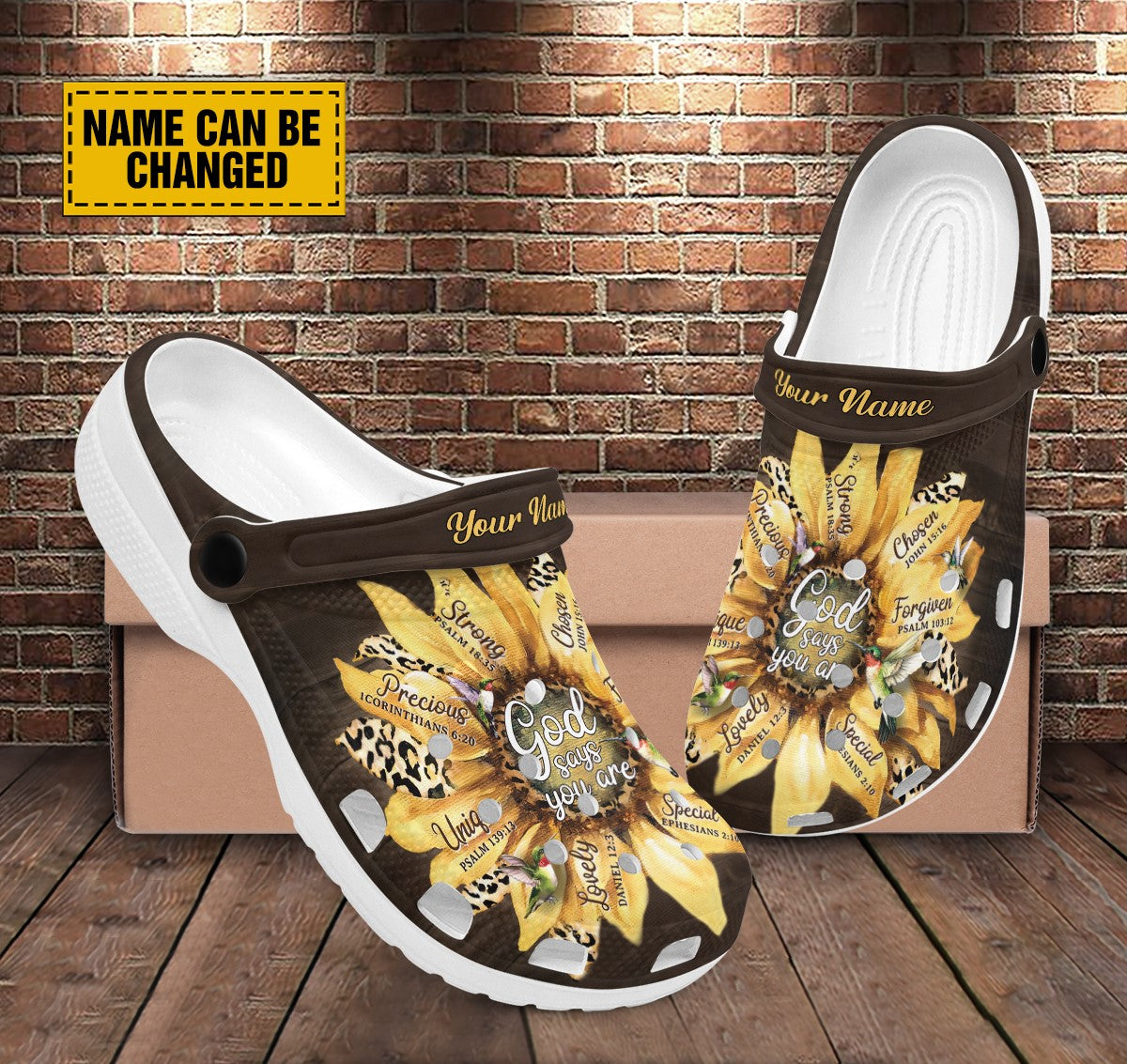 Teesdily | Sunflower God Says You Are Customized Clog Shoes, God Bible Verse Backstrap Clog, Jesus Christ Inspiration Kid & Adult Eva Clogs