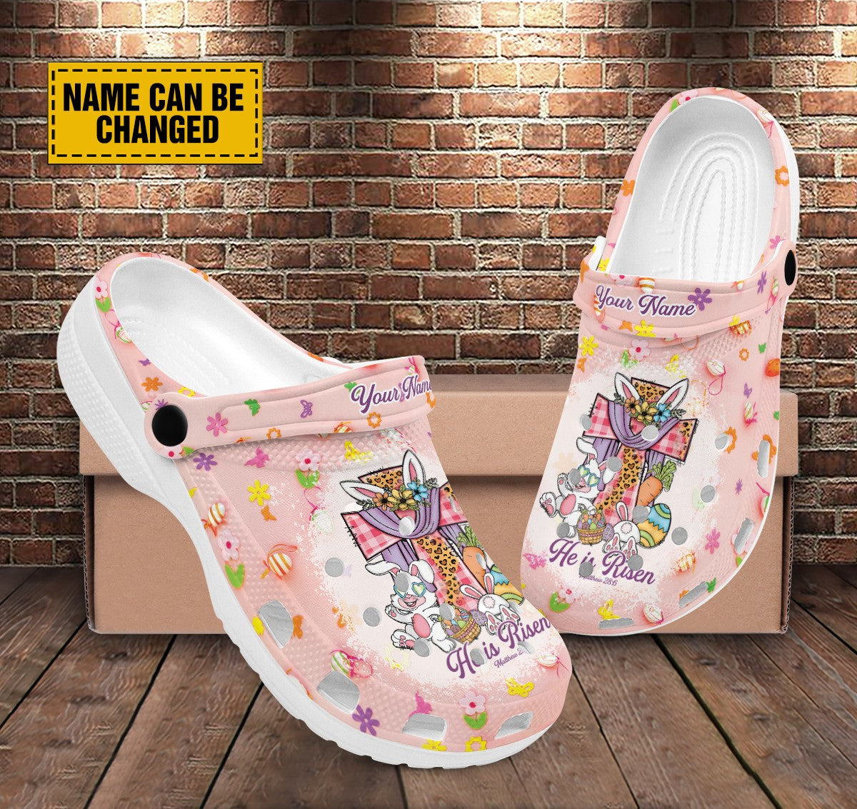Teesdily | He Is Risen Matthew 28:6 Customized Clogs Shoes, Gift For Jesus Lovers, God Faith Believers, Christian Gifts, Kid & Adult Unisex Clogs Shoes Eva Kid & Adult Unisex Clogs Shoes Eva