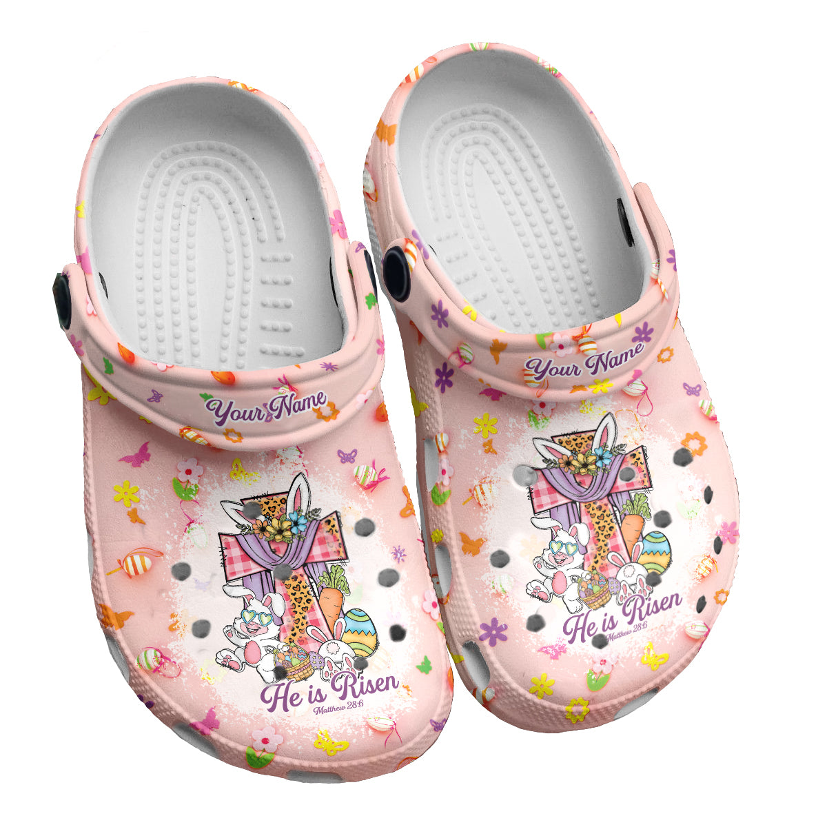 Teesdily | He Is Risen Matthew 28:6 Customized Clogs Shoes, Gift For Jesus Lovers, God Faith Believers, Christian Gifts, Kid & Adult Unisex Clogs Shoes Eva Kid & Adult Unisex Clogs Shoes Eva