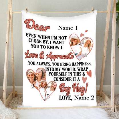 Teesdily | Personalized Pictures To My Little Sisters Fleece Blanket Even When I'm Not Close By Throw Blanket Soulmate Sister Bestie Custom Gifts