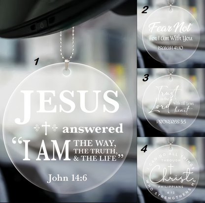 Teesdily | Customized Jesus Bible Verse Acrylic Ornament, Fear Not For I Am With You Bible Quote Ornament, Jesus Lovers Gifts, Christian Home Decor