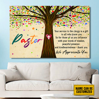 Teesdily | Pastor Customized Poster Canvas, Pastor Tree Life Print, Pastor Appreciation Wall Decor, Christian Home Decor Poster Canvas