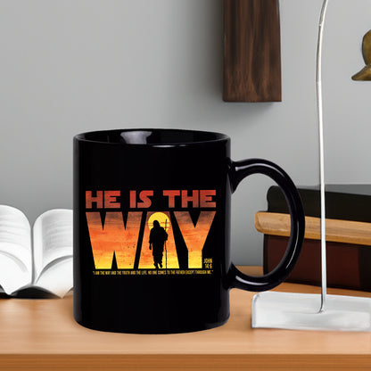 Teesdily | Jesus Walking Sunset Shirt, He Is The Way The Truth The Life Unisex Hoodie Sweatshirt Mug, Christian Shirt Backside, Religious Gift Ideas