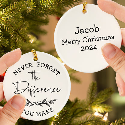 Teesdily | Customized Social Worker Christmas Ornament, Thank You Never Forget Difference Social Work Ornament, Xmas Gift