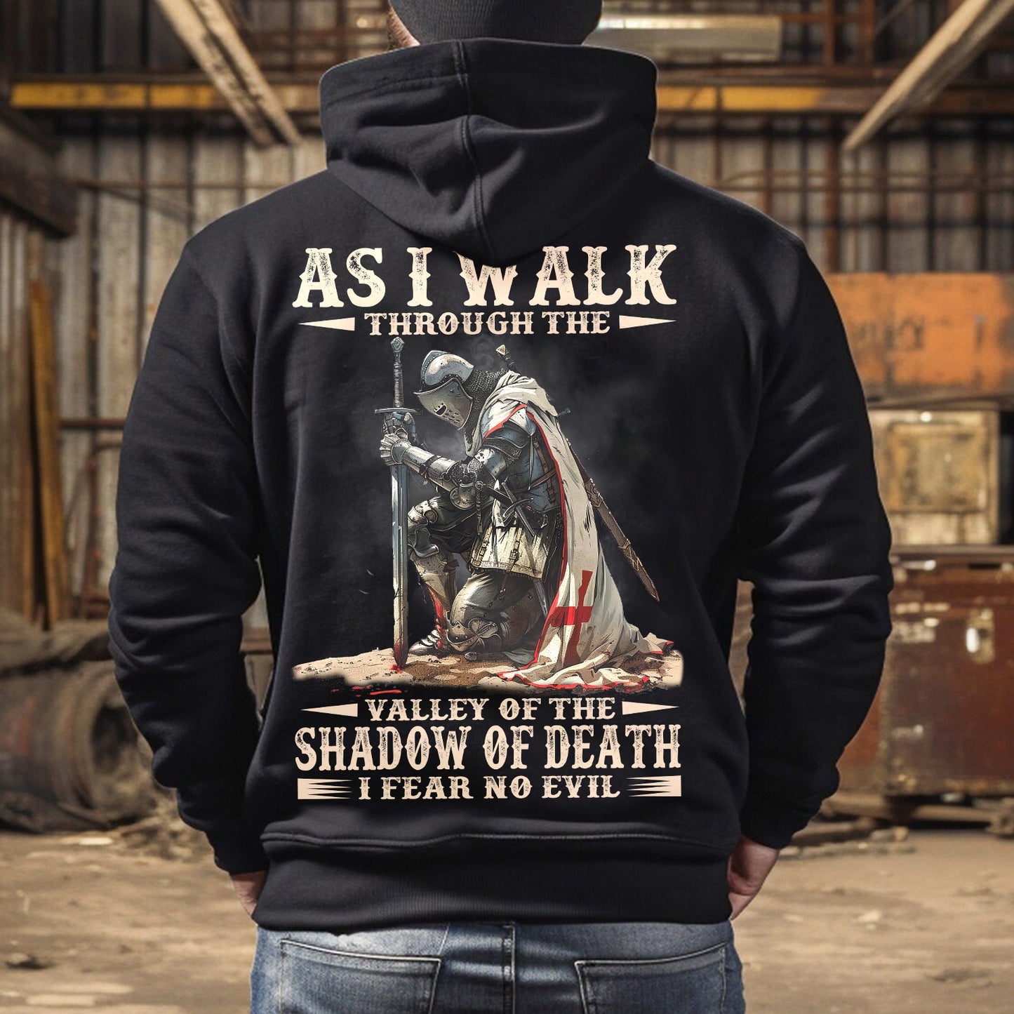 Teesdily | Jesus Warrior, As I Walk Through The Valley Of The Shadow Of Death I Fear No Evil Unisex Tshirt Hoodie Sweatshirt Mug