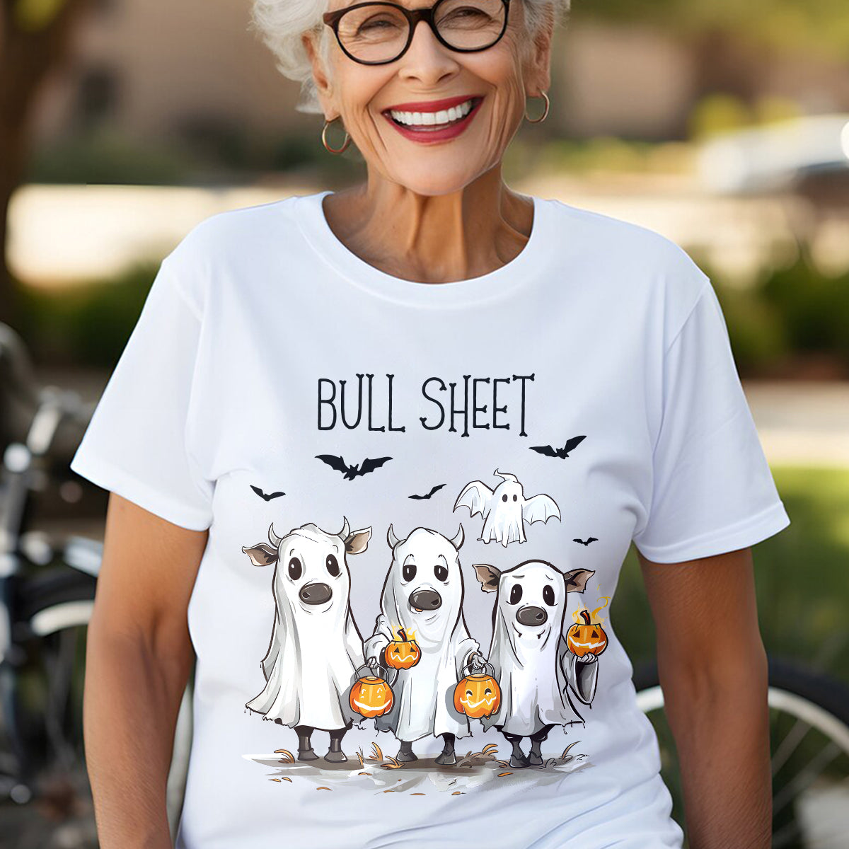 Teesdily | Halloween Ghost Cows Shirt, Bull Sheet T-shirt, Funny Cow Ghost Sweatshirt Hoodie Mug, Retro Halloween Spooky Season Tee, Halloween Gift