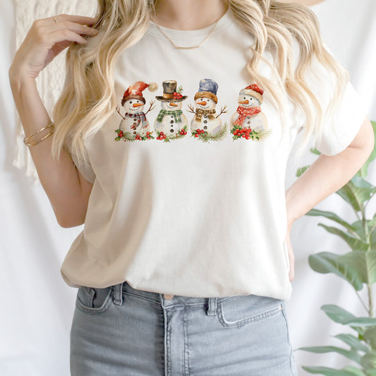 Teesdily | Snowman Shirt, Christmas Sweatshirt Snowman, Merry Christmas T-shirt, Most Wonderful Time Family Christmas Outfit