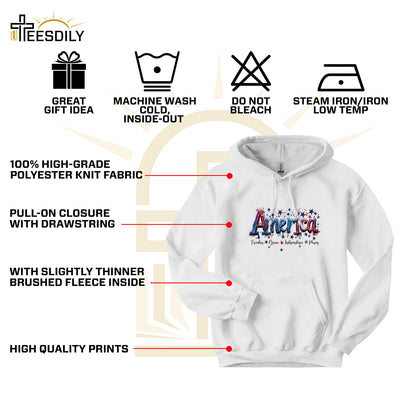 Teesdily | America Shirt, Freedom Brave Independence Power, Indepdence Day Sweatshirt Hoodie, American Pride Gifts Mug