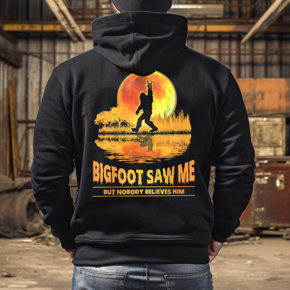 Teesdily | Bigfoot Moon Art Shirt, Bigfoot Saw Me But Nobody Believes Him Tee Sweatshirt Hoodie Mug, Funny Shirt, Bigfoot Believers Gifts