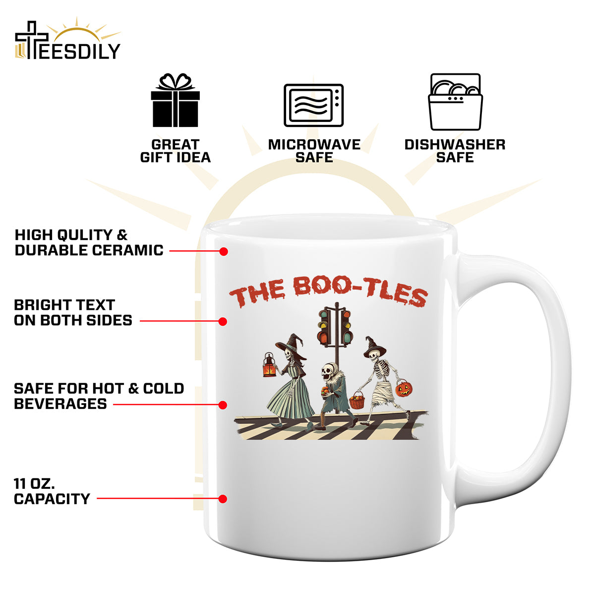 Teesdily | The Boo-tles Shirt, Halloween Witchy Sweatshirt, Halloween Boo-tles T-shirt, Witch Skeleton Mummy Pumpkin Hoodie Mug Gift