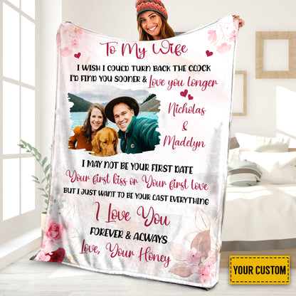 Teesdily | Customized To My Wife Fleece Blanket, Just Married Couple Throw Blanket, Honeymoon Cozy Blanket, Gift From Husband, Wedding Anniversary Gift