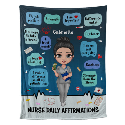 Teesdily | Personalized Name Nurse Daily Affirmation Travel Fleece Blanket Nurse Different Maker Sherpa Blanket Appreciation Gifts For Nursing Day