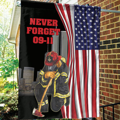 Teesdily | Never Forget September 11th Garden Flag, Firefighter American Flag House Yard Outdoor Decor, Patriot Day Gifts, 911 Never Forget Flag