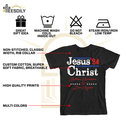 Teesdily | Jesus Christ Allow America To Love Again Jesus Shirt, Patriotism Men's Shirt, Independence American Sweatshirt Hoodie Mug, Christian Gifts