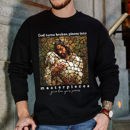 Teesdily | Jesus Lamb Of God Shirt, God Turns Broken Pieces Into Masterpieces Shirt, Christian Unisex Shirt Hoodie Sweatshirt Mug, Jesus Lovers Gifts