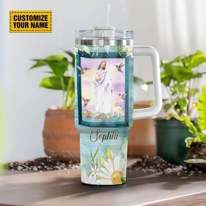 Teesdily | Customized Jesus Hummingbird Tumbler, May He Give You The Desire Of Your Heart Travel Tumbler, God Faith Believers Gifts, Daughter Gifts