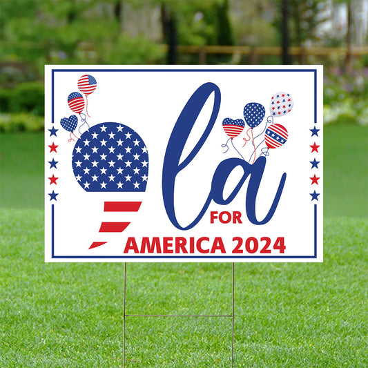 Teesdily | Comma La Yard Sign, Comma La For America 2024 Lawn Sign, Home Decor Metal Outdoor Sign, Patriot Garden Banner, Girl Power Madam Gifts