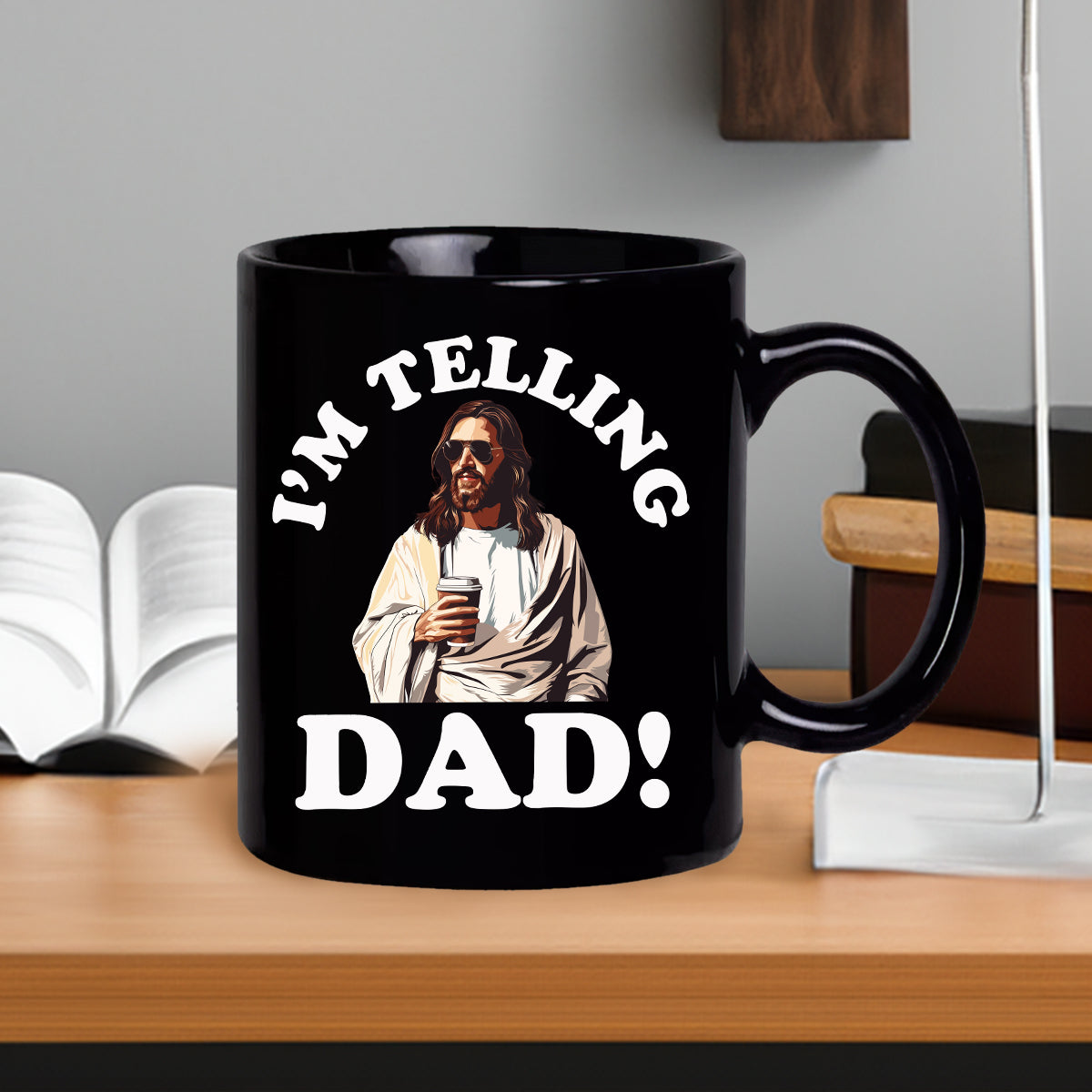 Teesdily | I'm Telling Dad Jesus Tshirt, Cool Jesus Coffee Shirt, Jesus Coffee Tee, Dad Gift, Unisex Tshirt Hoodie Sweatshirt Mug