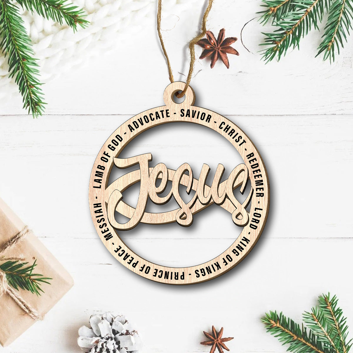 Teesdily | Jesus Wood Ornament, Jesus Lamb Of God Savior Cutout Wood Ornament, Christmas Gifts Ornament, Jesus Lovers Gifts, Xmas Wood Ornament