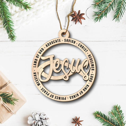 Teesdily | Jesus Wood Ornament, Jesus Lamb Of God Savior 2 Layered Wood Ornament, Christmas Gifts Ornament, Jesus Lovers Gifts, Xmas Wood Ornament