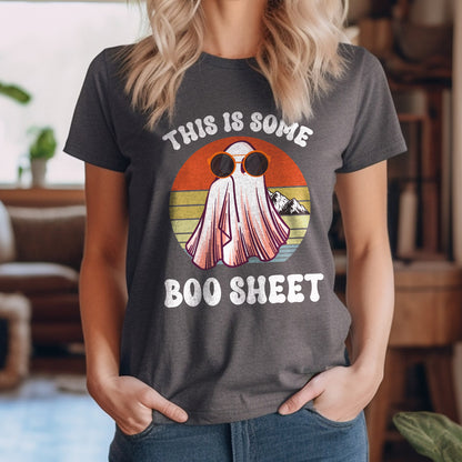 Teesdily | This Is Some Boo Sheet Shirt, Breast Cancer Boo Sheet Sweatshirt, Retro Halloween Boo Ghost Costume Hoodie Mug