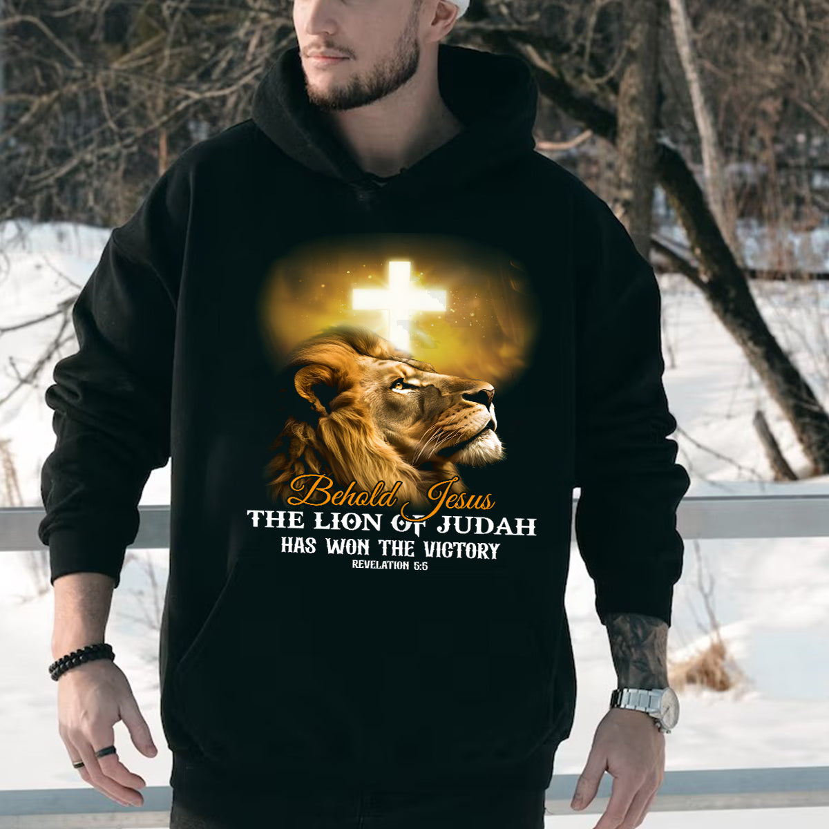 Teesdily | The Lion Of Judah Jesus Shirt, Behold Jesus The Lion Of Judah Has Won Victory, Lion Of Judah Hoodie Sweatshirt, Behold Mug