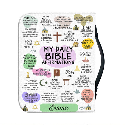 Teesdily | Jesus Daily Bible Affirmations Personalized Bible Cover Jesus Christ Bible Bags The Joy Of Lord Is My Strength Spiritual Gift For Christian