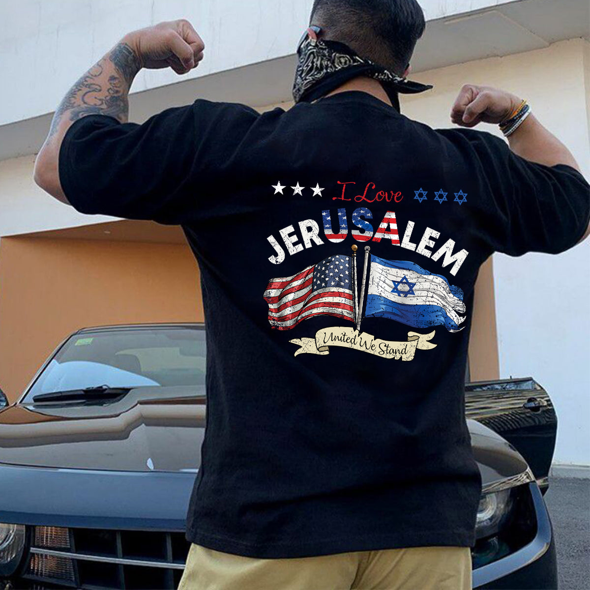 Teesdily | I Love Jerusalem United We Stand Back Design Shirt, Jesus Lovers, Patriotism Shirt, Unisex Tshirt Hoodie Sweatshirt Mug