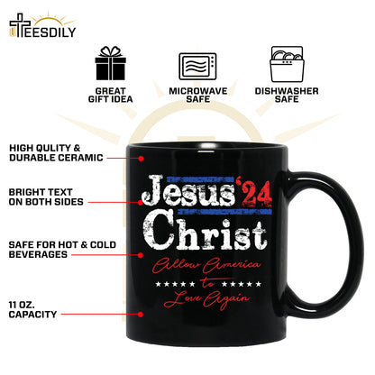 Teesdily | Jesus Christ Allow America To Love Again Jesus Shirt, Patriotism Men's Shirt, Independence American Sweatshirt Hoodie Mug, Christian Gifts