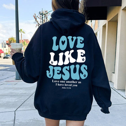 Teesdily | Love Like Jesus 13 34 Casual Shirt, Christian Graphic Hoodie Sweatshirt Mug, Christian Typography Backside Shirt, Christian Gift For Teens