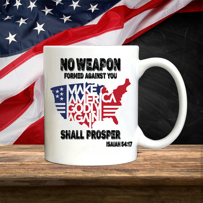 Teesdily | Jesus American Flag Map Shirt, No Weapon Formed Against You Shall Prosper T-shirt, God Bless America Sweatshirt Hoodie Mug, Patriot Gift