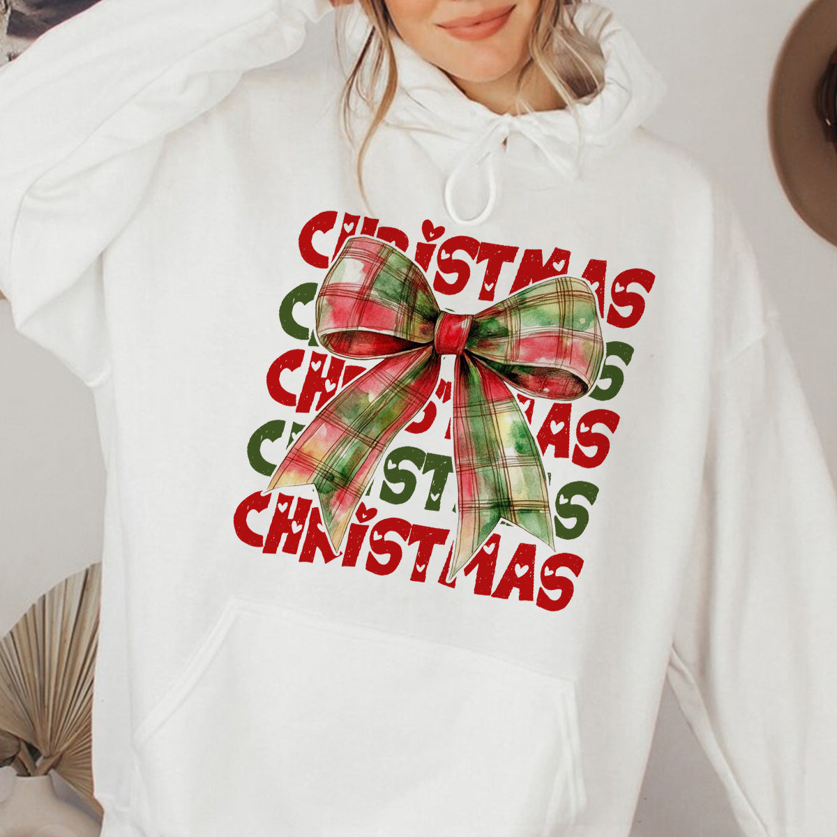 Teesdily | Christmas Coquette Bow Shirt, Coquette Christmas Sweatshirt, Christmas Bow Sweater, Holiday Hoodie, Retro Christmas Gift